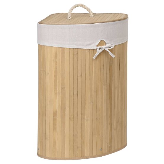 Bambusový rohový kôš na prádlo s vekom natural 60L