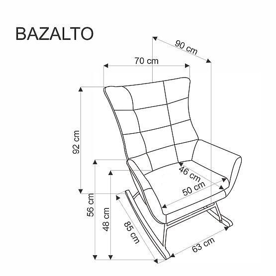 BAZALTO hojdacie kreslo sivé (1p=1ks)