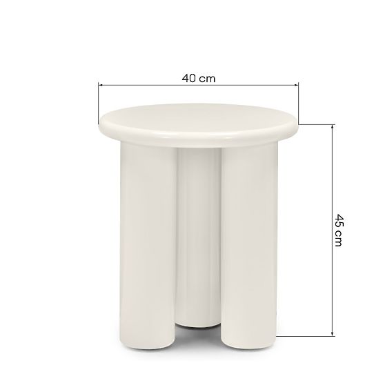 Bočný stolík Blair 40 cm, krémový, lesklý