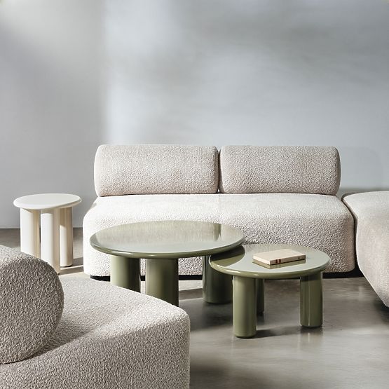 Bočný stolík Blair 40 cm, krémový, lesklý