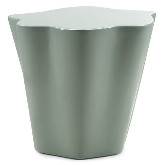 Bočný stolík Bow 49 cm, šalviový, lesklý, oblé tvary
