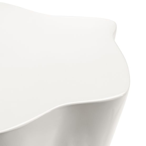 Bočný stolík Bow 49 cm, šedobéžový, lesklý, oblé tvary