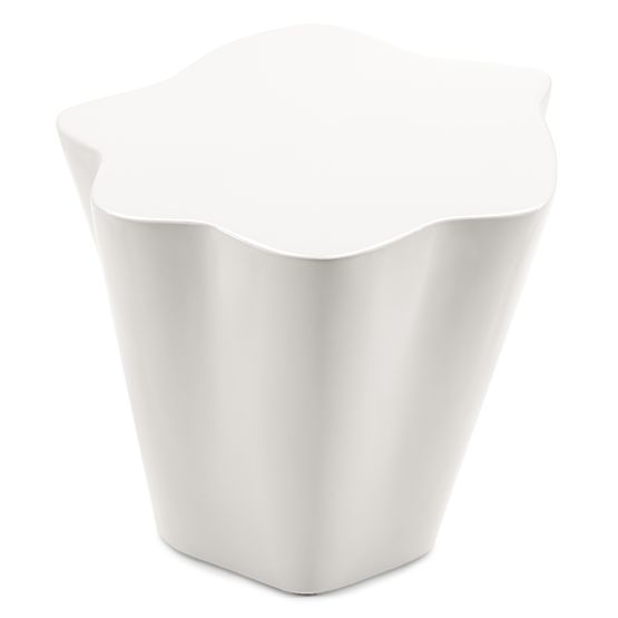 Bočný stolík Bow 49 cm, šedobéžový, lesklý, oblé tvary