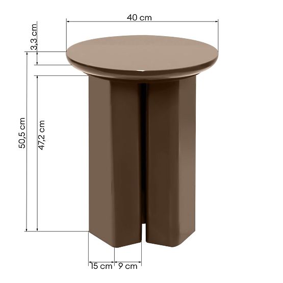 Bočný stolík Brie 40 cm, svetlohnedý, mocha, lesklý