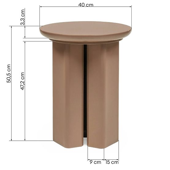 Bočný stolík Brie 40 cm, svetlohnedý, mocha, lesklý