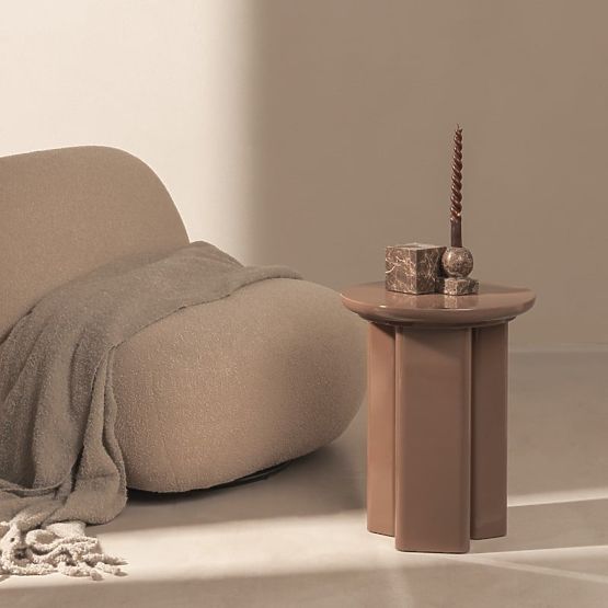 Bočný stolík Brie 40 cm, svetlohnedý, mocha, lesklý