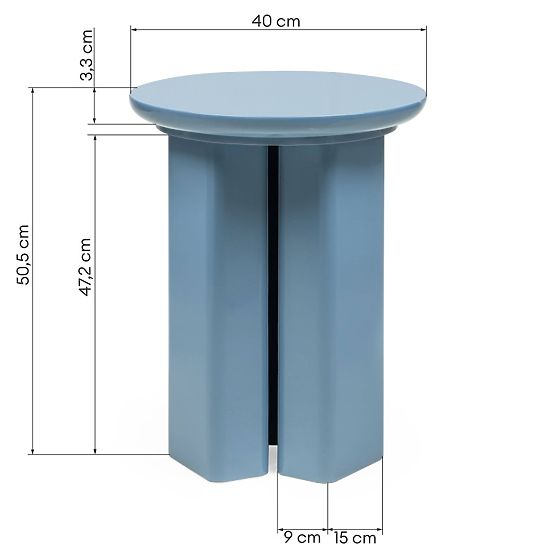 Bočný stolík Brie 40 cm, tlmená modrá, lesklý