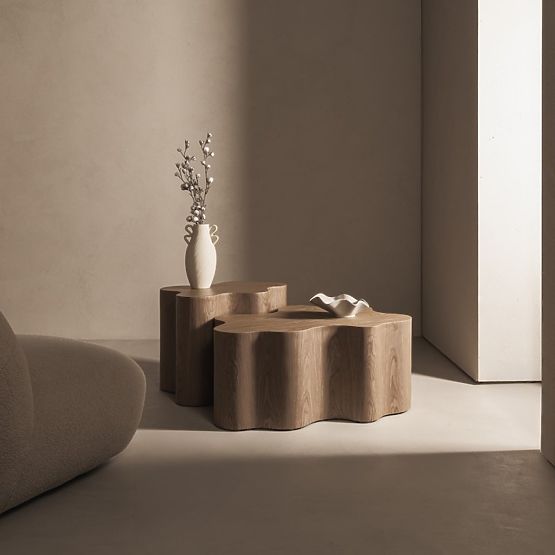 Bočný stolík Cosmo 66 cm, orech, oblé tvary