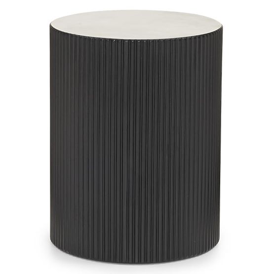 Bočný stolík Ermanno, 35 cm, čierny, ryhovaný