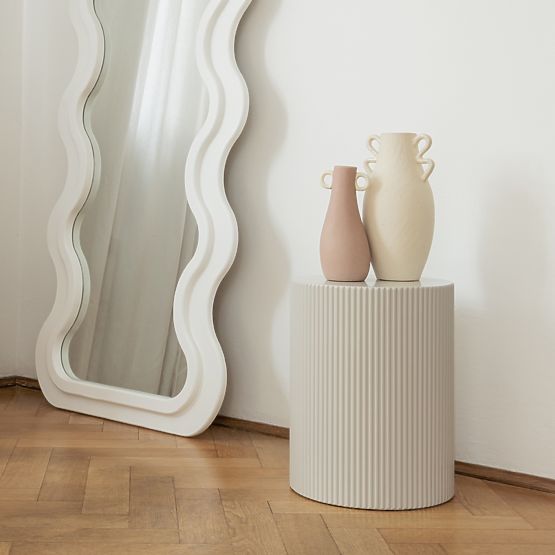 Bočný stolík Ermanno, 35 cm, šedobéžový, ryhovaný