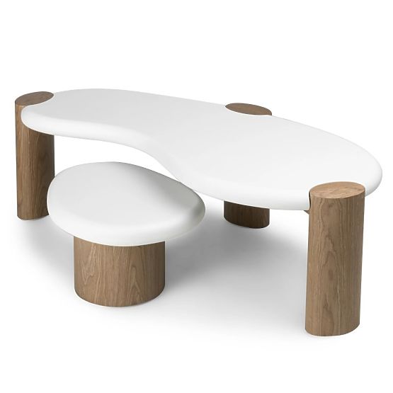 Bočný stolík Floe 50 cm, biely/orech