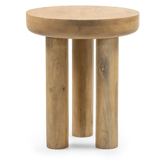Bočný stolík Limali 50 cm, okrúhly, mangové drevo, oblé tvary