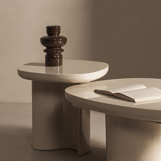 Bočný stolík Puro 50 cm, svetlo béžový, lesklý