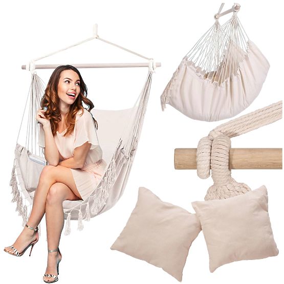 Brazílska hojdacia stolička BAHIO béžová