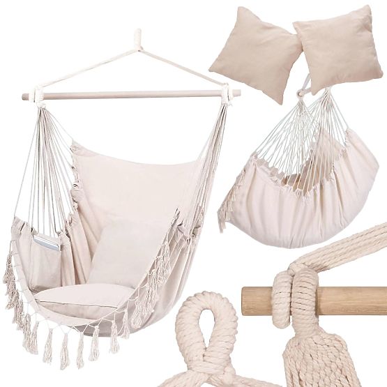 Brazílska hojdacia stolička BAHIO béžová