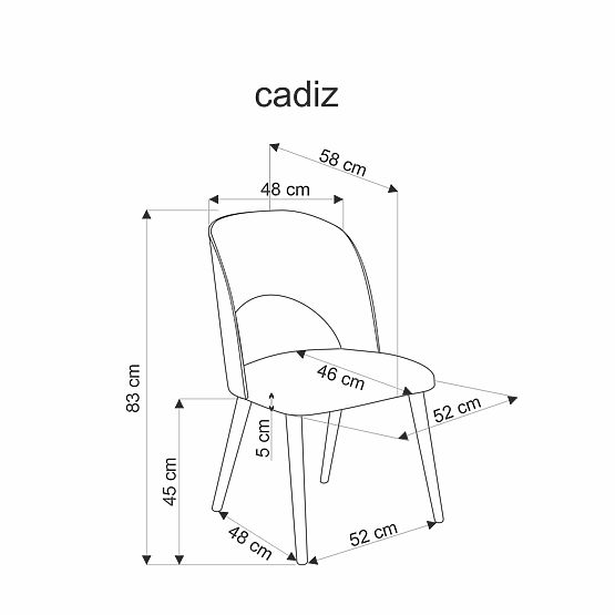 CADIZ stolička prírodný dub / sivá (1p=2ks)