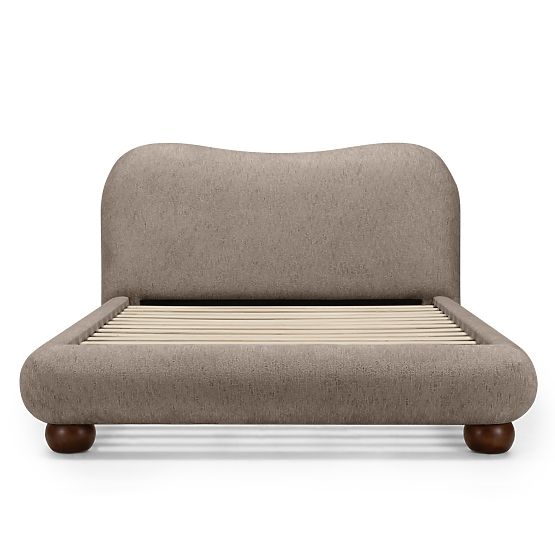 Čalúnená posteľ Bowee 160x200 cm, s roštom, sivá, nožičky guľôčky