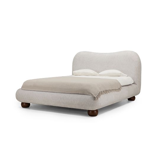 Čalúnená posteľ Bowee 160x200 cm, so stelažom, svetlo béžová, nožičky guľaté