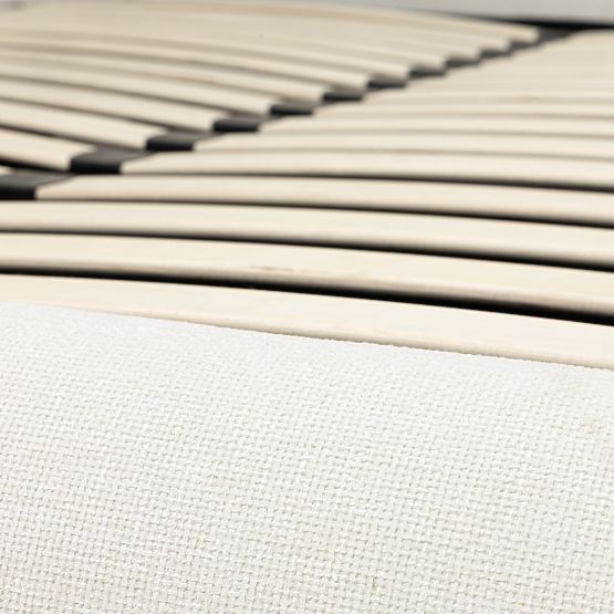 Čalúnená posteľ Lumi 160x200 cm, s roštom a úložným priestorom, zaoblená, svetlo béžová