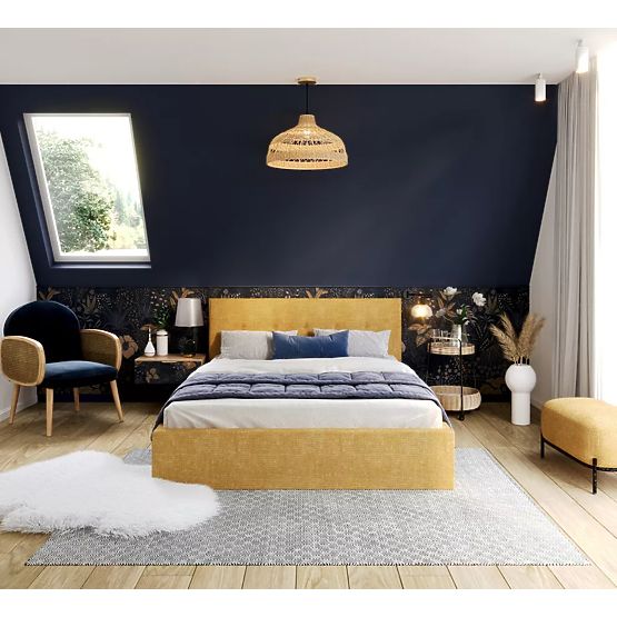 Čalúnená posteľ TULSA 140 x 200 cm - Žltá