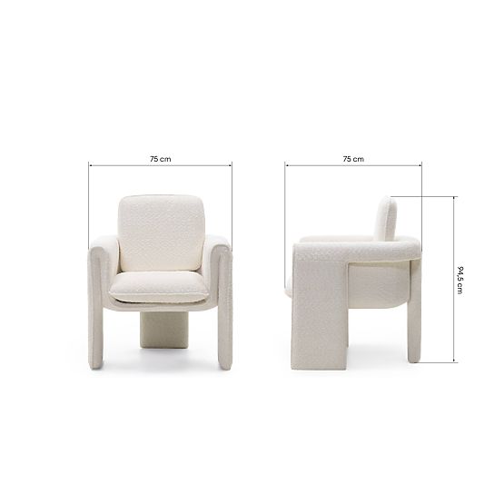 Čalúnená stolička Campat biela, zaoblená