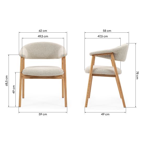 Čalúnená stolička Capri, svetlo béžová/dubové drevo