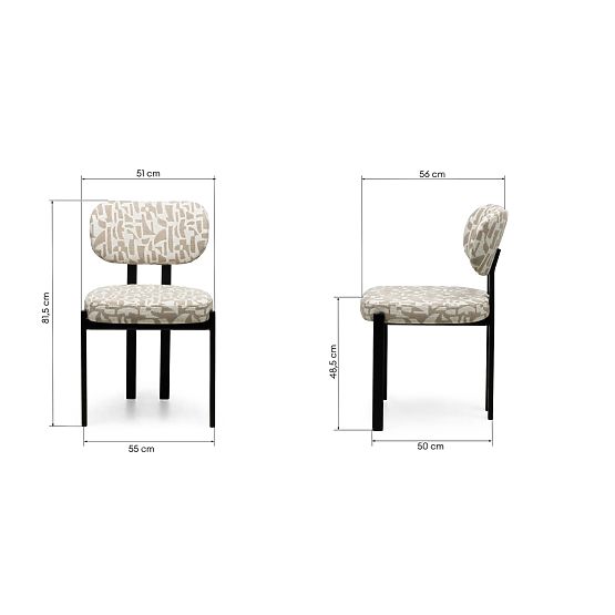 Čalúnená stolička Flare, béžovo-krémová/čierne nohy