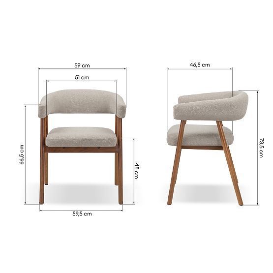 Čalúnená stolička Giovani, svetlohnedá/dubové drevo, zaoblená