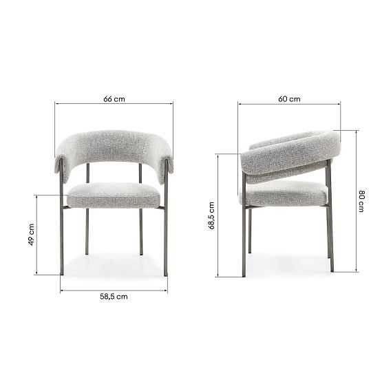 Čalúnená stolička Portia sivá