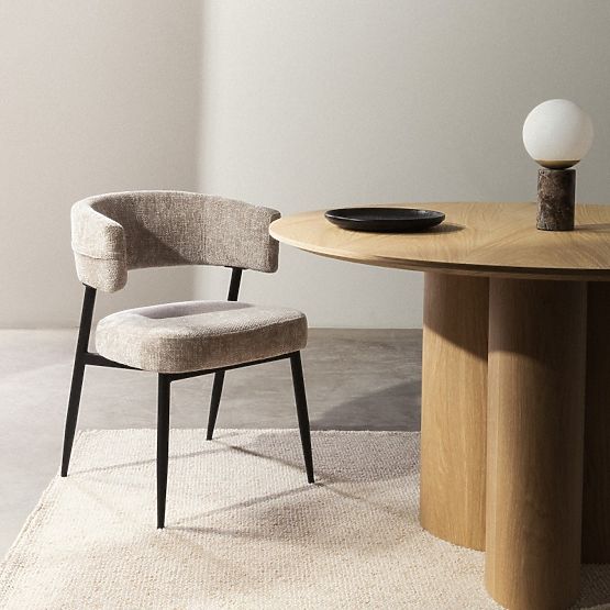 Čalúnená stolička Rosario béžová/čierne nohy