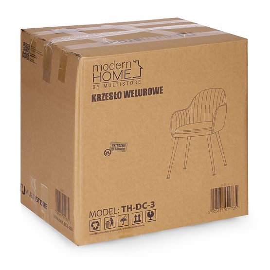 Čalúnená zamatová moderná stolička do jedálne a obývacej izby krémová ModernHome