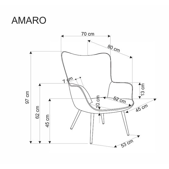 Čalúnené kreslo AMARO - šedé