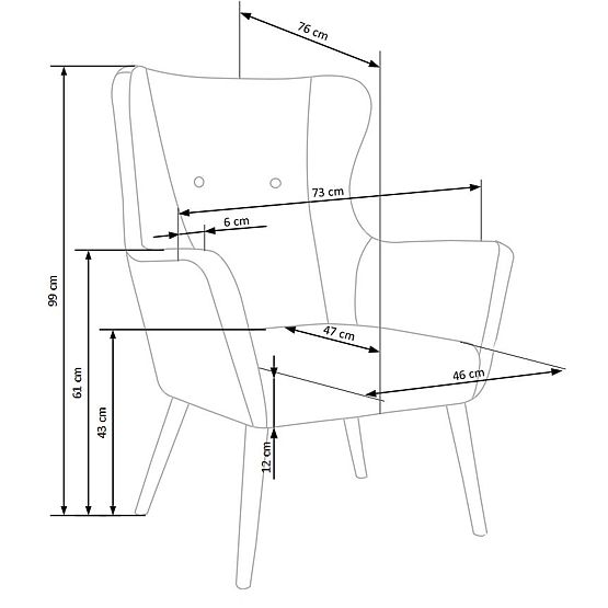 Čalúnené kreslo COTTO - tmavo šedá