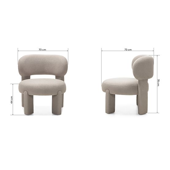 Čalúnené kreslo Falone šedobéžové, boucle, oblé