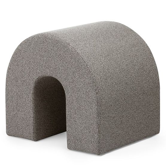 Čalúnený puf Arc, zaoblený, svetlohnedý