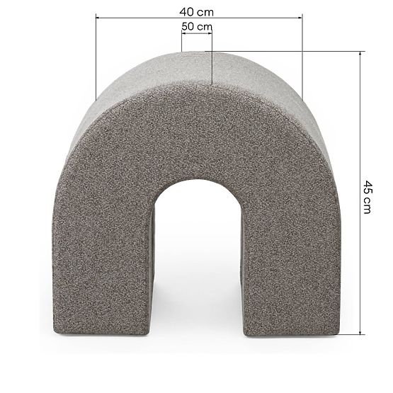 Čalúnený puf Arc, zaoblený, svetlohnedý