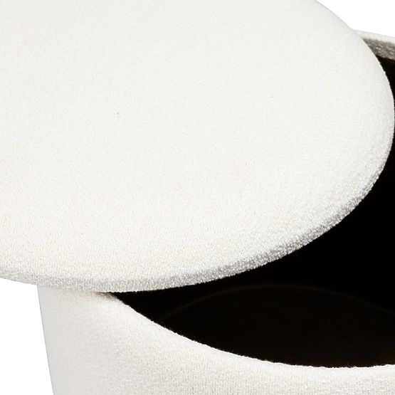Čalúnený puf Pebble, s úložným priestorom, okrúhly, biely
