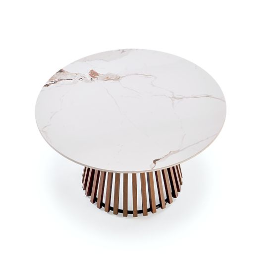 CARINA konferenčný stolík béžový mramor / orech (2p=1ks)