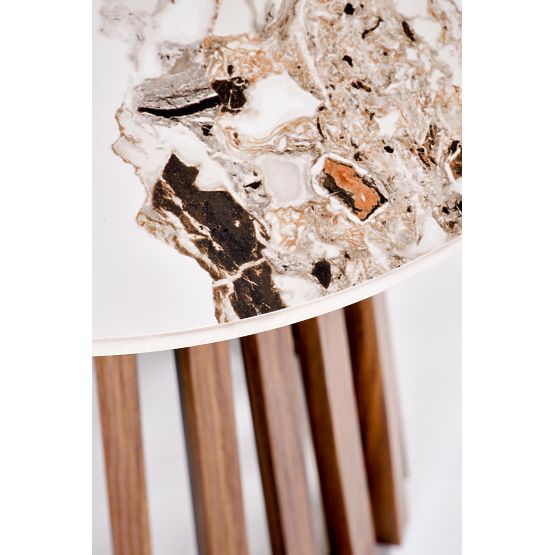 CARINA_S konferenčný stolík béžový mramor / orech (2p=1ks)