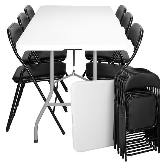 Cateringová sada FETA WHITE 180 cm + 6 stoličiek BASICO