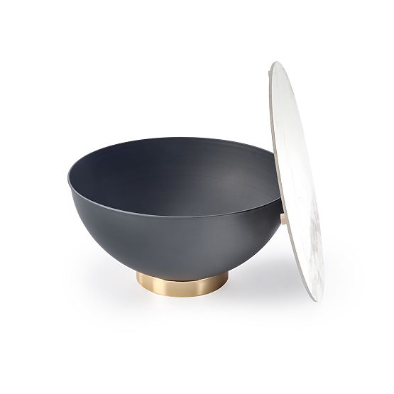 CECILIA konferenčný stolík biely mramor / sivý / zlatý (2p=1ks)