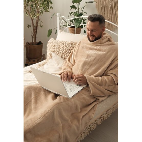 Deka CASHMERE TOUCH s rukávmi - 150 x 210 cm (béžová)