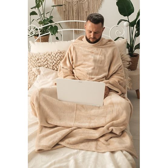 Deka CASHMERE TOUCH s rukávmi - 150 x 210 cm (béžová)