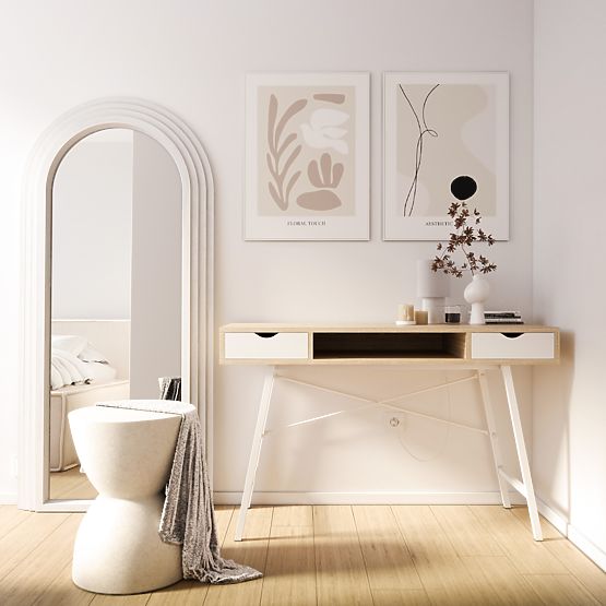 Dekoratívne závesné zrkadlo Giovanni 170x80 cm, biele, zaoblené