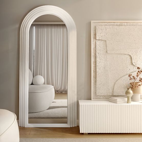 Dekoratívne závesné zrkadlo Giovanni 170x80 cm, biele, zaoblené