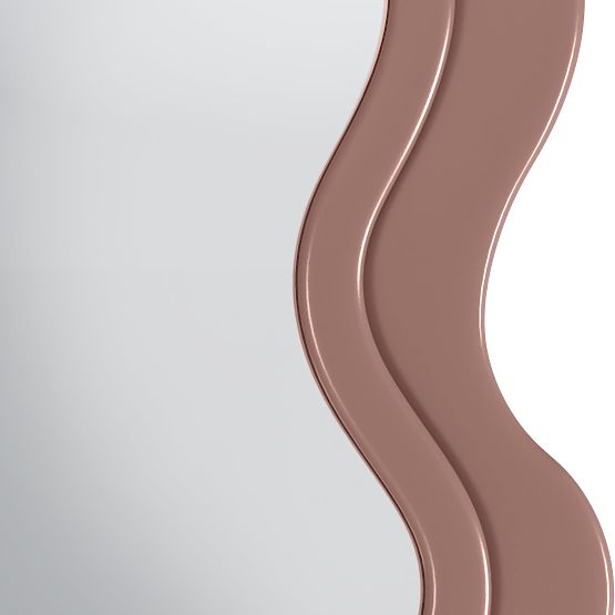 Dekoratívne závesné zrkadlo v drevenom ráme Vale 177x75 cm, vlnité, organický tvar, mocha mo