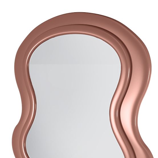 Dekoratívne závesné zrkadlo v drevenom ráme Vale 177x75 cm, vlnité, organický tvar, mocha mo