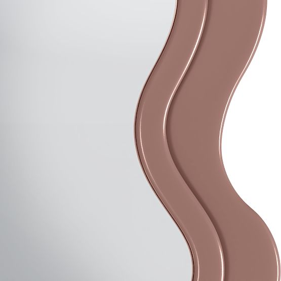 Dekoratívne závesné zrkadlo v drevenom ráme Vale 177x75 cm, vlnité, organický tvar, mocha mo