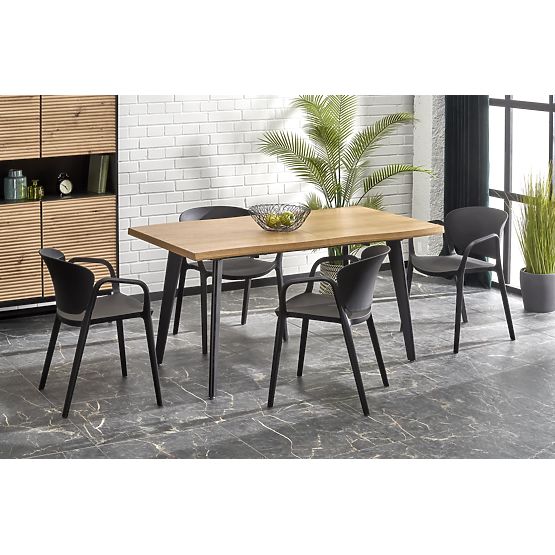 DICKSON 2 rozkladací stôl 150-210/90 cm, doska - prírodná, nohy - čierne (2p=1ks)