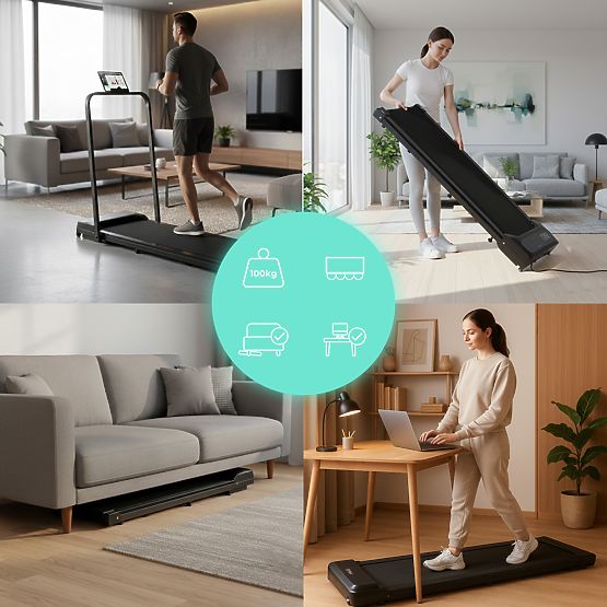 Domáci bežecký pás s elektrickým držiakom walking pad tréningový pod stôl 10 km/h ModernHome